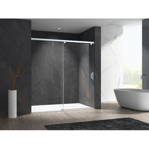 Mcocod 48 In. W X 76 In. H Single Sliding Frameless Shower Door, 5/16